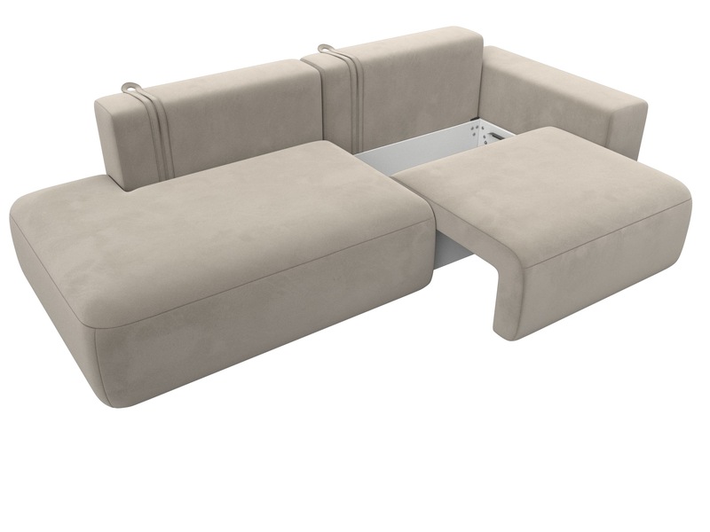 Диван прямой Лига-036 НПБ Модерн подлокотник справа, Микровельвет, Бежевый