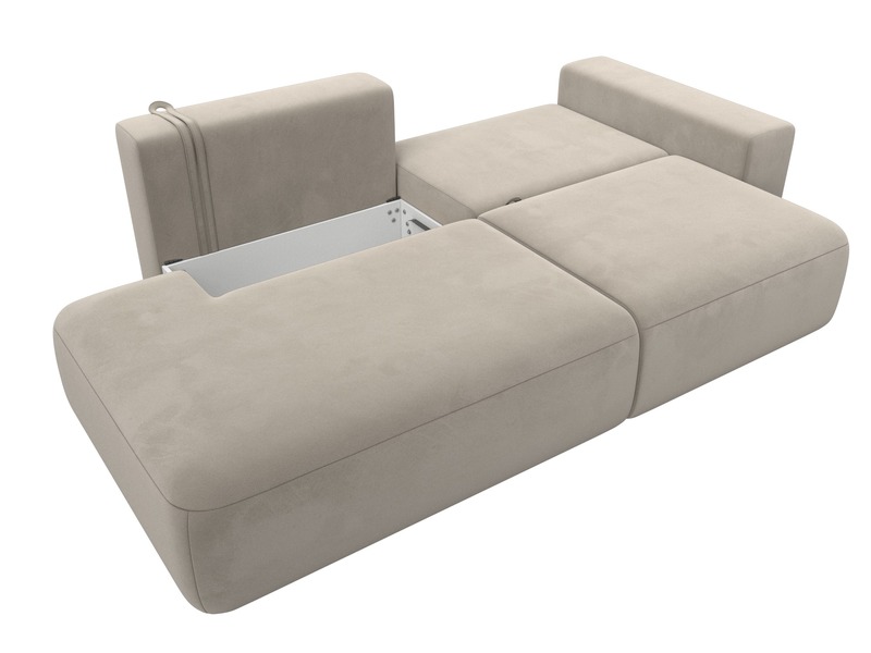 Диван прямой Лига-036 НПБ Модерн подлокотник справа, Микровельвет, Бежевый