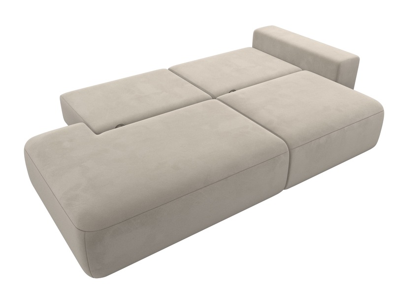 Диван прямой Лига-036 НПБ Модерн подлокотник справа, Микровельвет, Бежевый