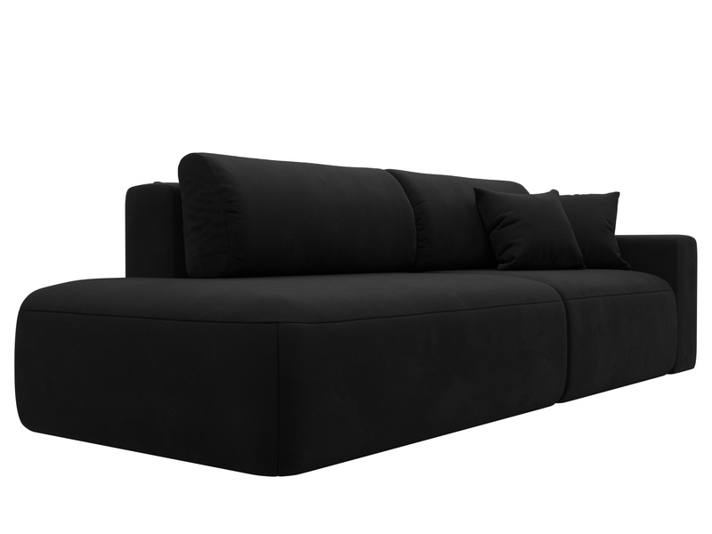 Диван прямой Лига-036 НПБ Модерн подлокотник справа, Микровельвет, Черный