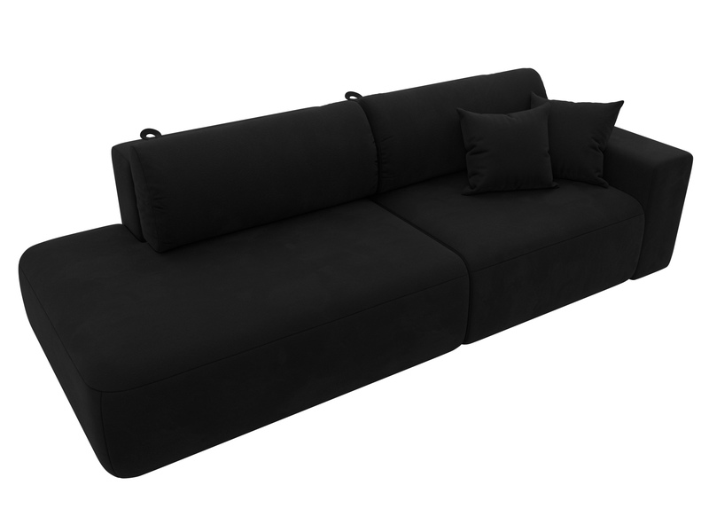 Диван прямой Лига-036 НПБ Модерн подлокотник справа, Микровельвет, Черный