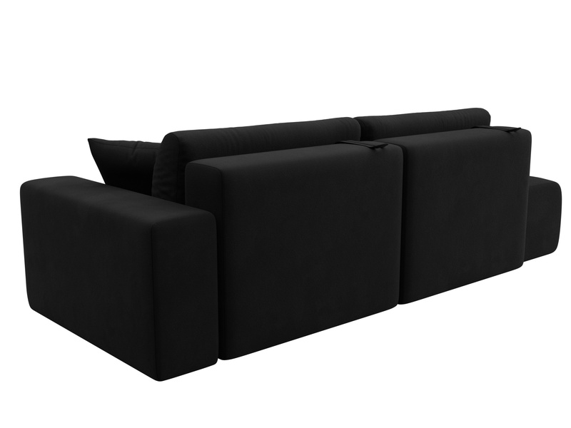 Диван прямой Лига-036 НПБ Модерн подлокотник справа, Микровельвет, Черный