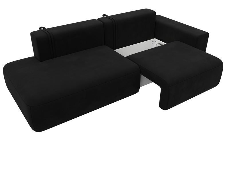 Диван прямой Лига-036 НПБ Модерн подлокотник справа, Микровельвет, Черный