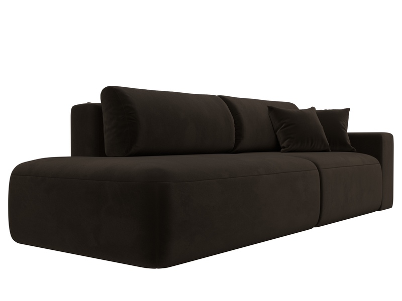 Диван прямой Лига-036 НПБ Модерн подлокотник справа, Микровельвет, Коричневый