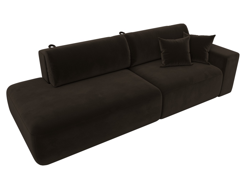 Диван прямой Лига-036 НПБ Модерн подлокотник справа, Микровельвет, Коричневый