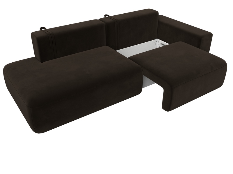 Диван прямой Лига-036 НПБ Модерн подлокотник справа, Микровельвет, Коричневый