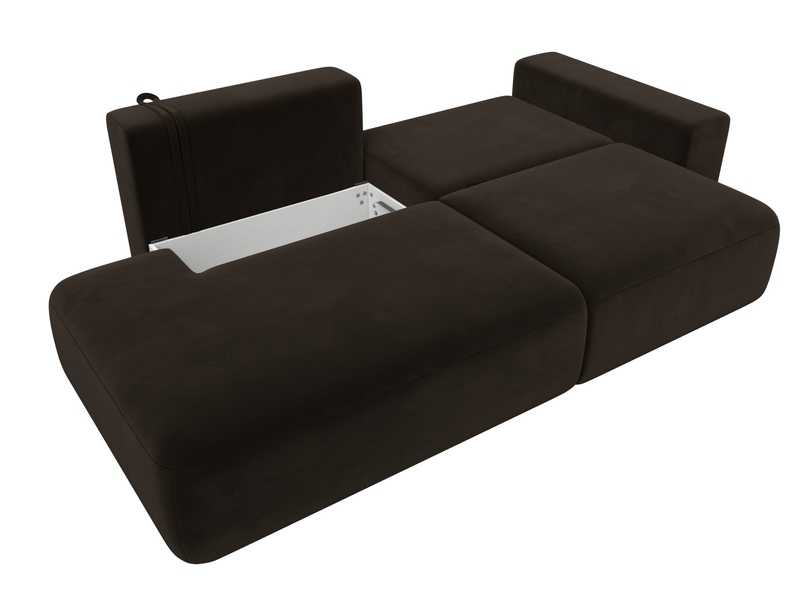 Диван прямой Лига-036 НПБ Модерн подлокотник справа, Микровельвет, Коричневый