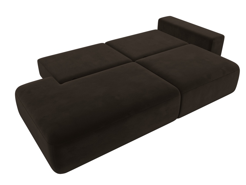 Диван прямой Лига-036 НПБ Модерн подлокотник справа, Микровельвет, Коричневый