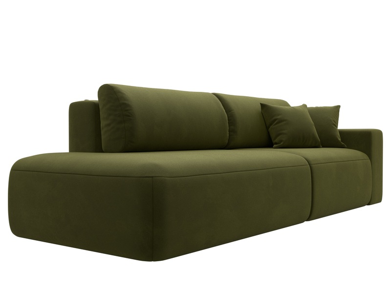 Диван прямой Лига-036 НПБ Модерн подлокотник справа, Микровельвет, Зеленый