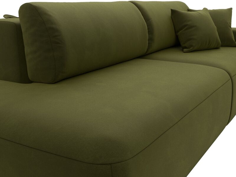 Диван прямой Лига-036 НПБ Модерн подлокотник справа, Микровельвет, Зеленый