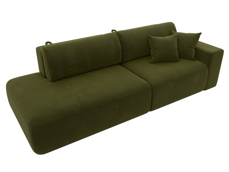 Диван прямой Лига-036 НПБ Модерн подлокотник справа, Микровельвет, Зеленый