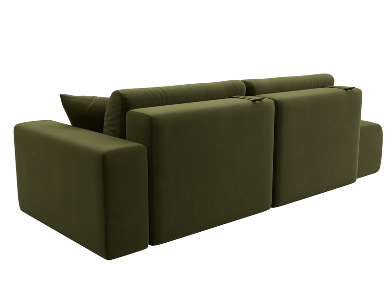 Диван прямой Лига-036 НПБ Модерн подлокотник справа, Микровельвет, Зеленый