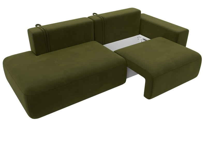 Диван прямой Лига-036 НПБ Модерн подлокотник справа, Микровельвет, Зеленый