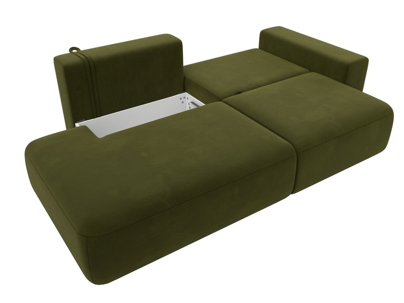 Диван прямой Лига-036 НПБ Модерн подлокотник справа, Микровельвет, Зеленый