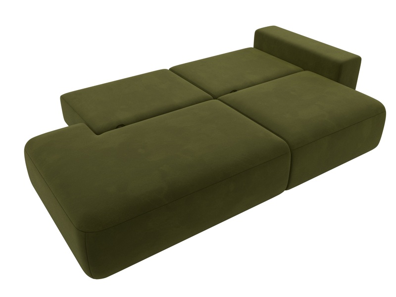 Диван прямой Лига-036 НПБ Модерн подлокотник справа, Микровельвет, Зеленый