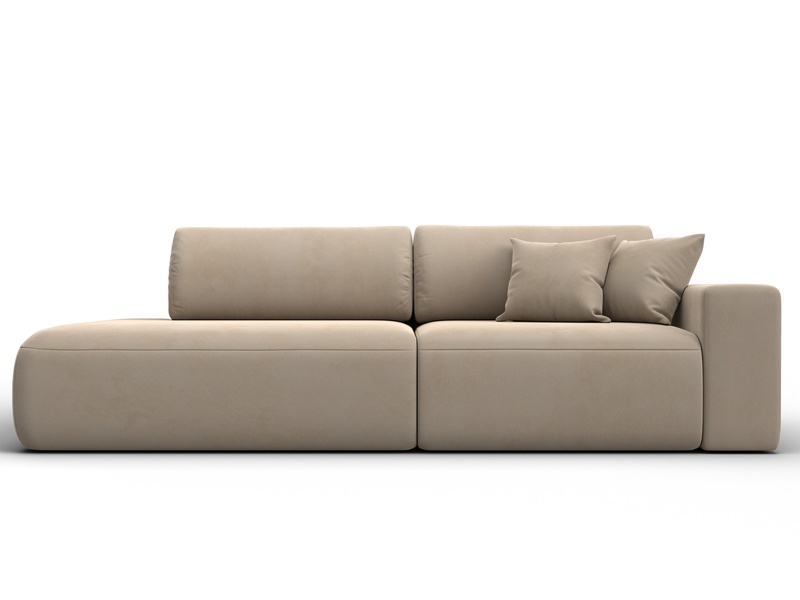 Диван прямой Лига-036 НПБ Модерн подлокотник справа, Велюр, SEVEN 729 бежевый