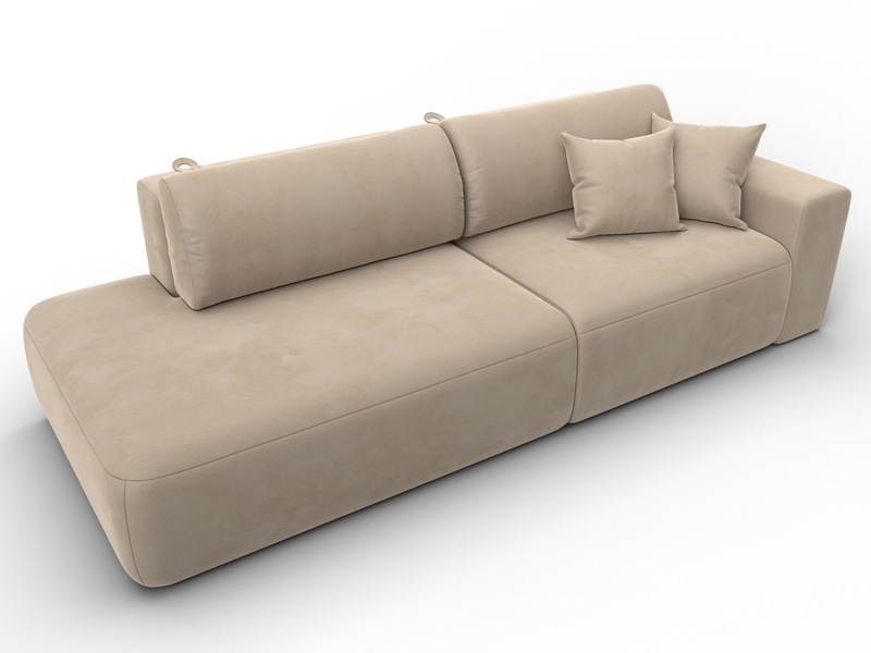 Диван прямой Лига-036 НПБ Модерн подлокотник справа, Велюр, SEVEN 729 бежевый