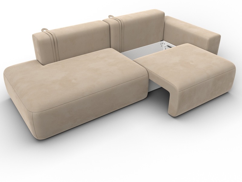 Диван прямой Лига-036 НПБ Модерн подлокотник справа, Велюр, SEVEN 729 бежевый