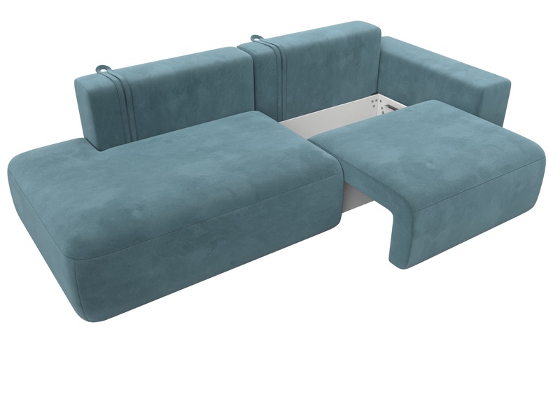 Диван прямой Лига-036 НПБ Модерн подлокотник справа, Велюр, SEVEN 113 бирюзовый