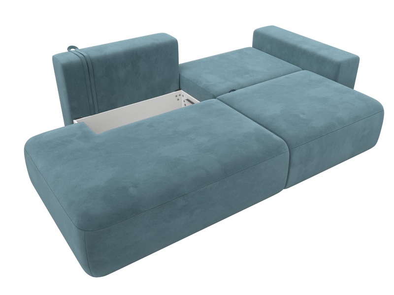 Диван прямой Лига-036 НПБ Модерн подлокотник справа, Велюр, SEVEN 113 бирюзовый