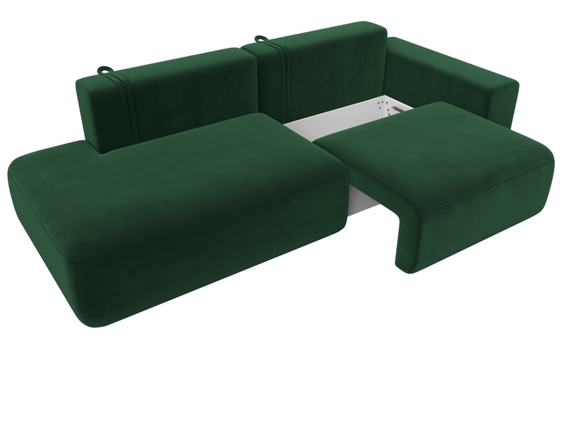 Диван прямой Лига-036 НПБ Модерн подлокотник справа, Велюр, SEVEN 626 зеленый