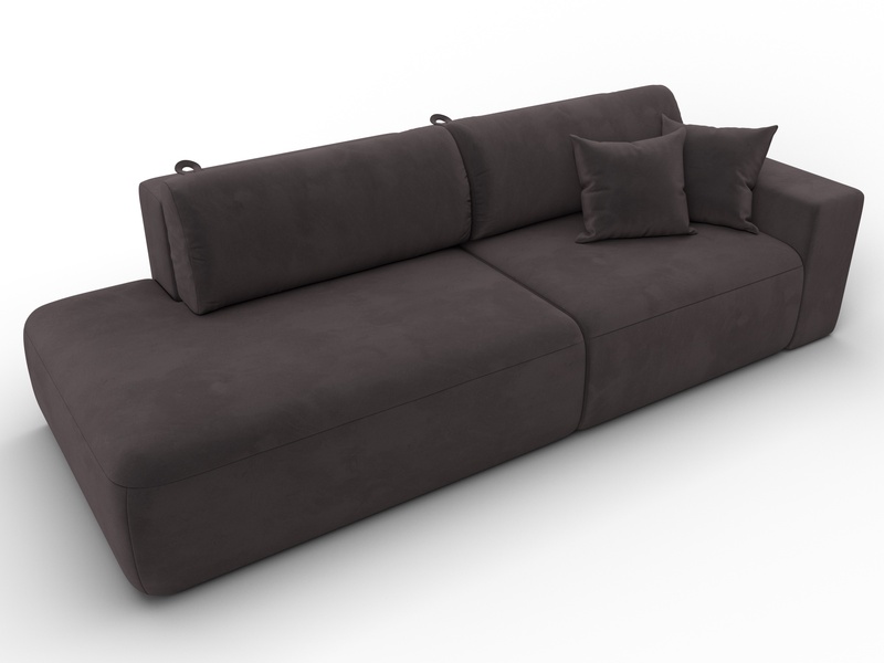 Диван прямой Лига-036 НПБ Модерн подлокотник справа, Велюр, SEVEN 727 коричневый