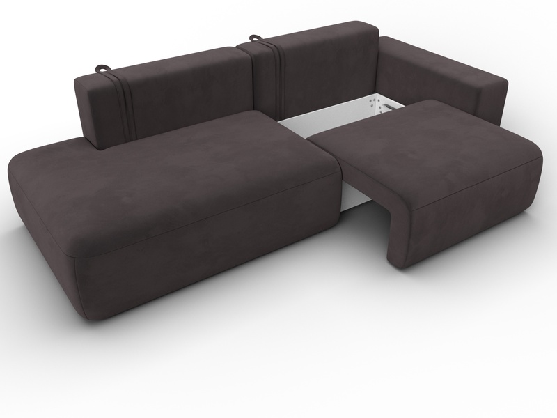 Диван прямой Лига-036 НПБ Модерн подлокотник справа, Велюр, SEVEN 727 коричневый