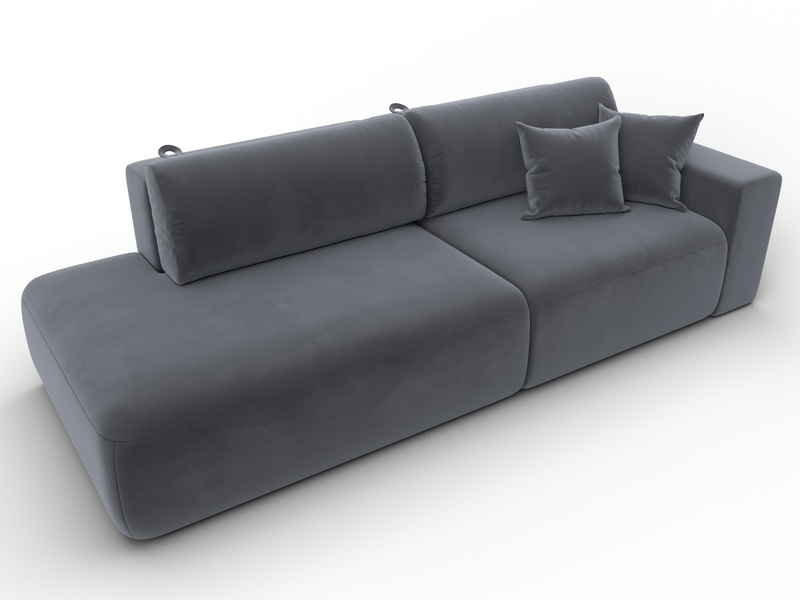 Диван прямой Лига-036 НПБ Модерн подлокотник справа, Велюр, SEVEN 17 серый