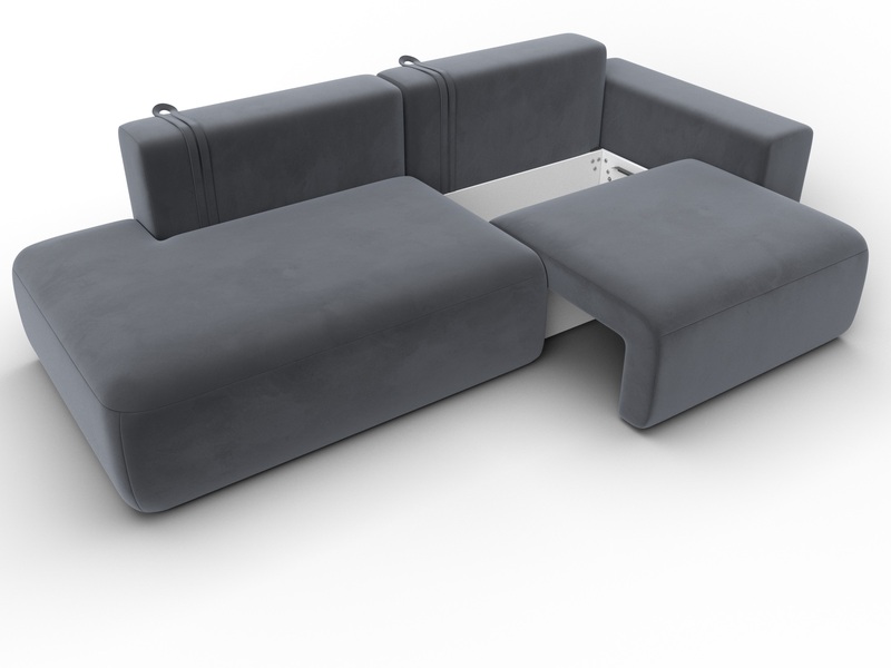 Диван прямой Лига-036 НПБ Модерн подлокотник справа, Велюр, SEVEN 17 серый