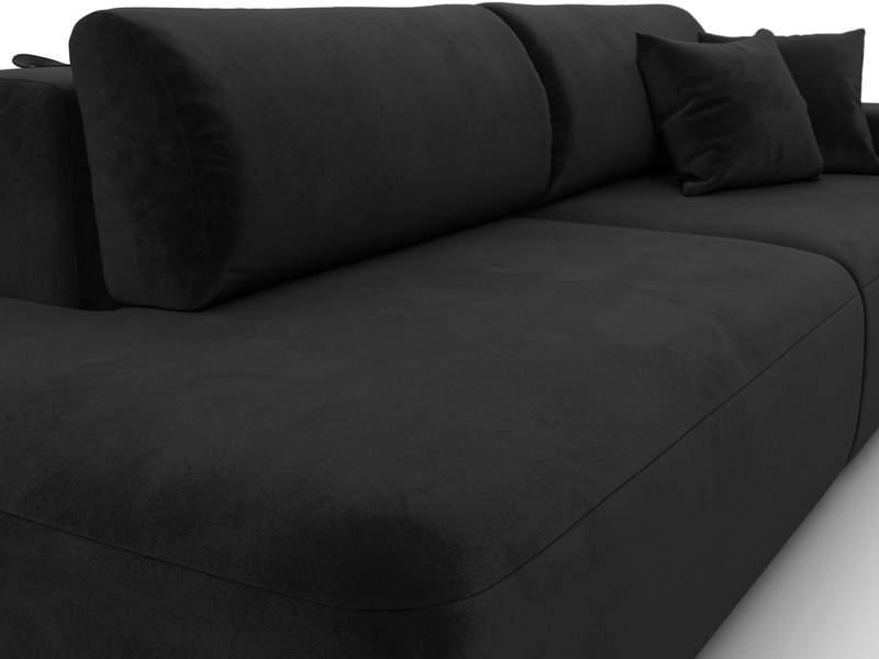 Диван прямой Лига-036 НПБ Модерн подлокотник справа, Велюр, SEVEN 35 черный