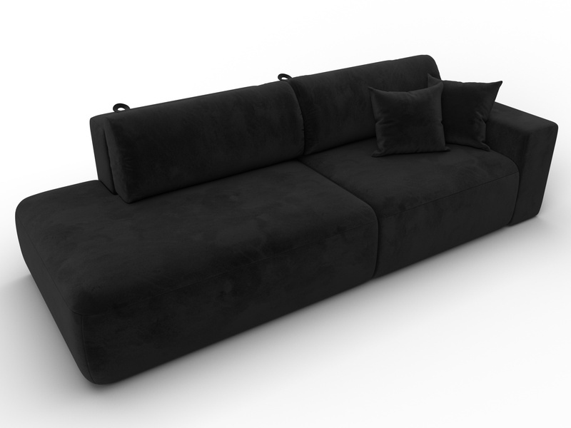 Диван прямой Лига-036 НПБ Модерн подлокотник справа, Велюр, SEVEN 35 черный