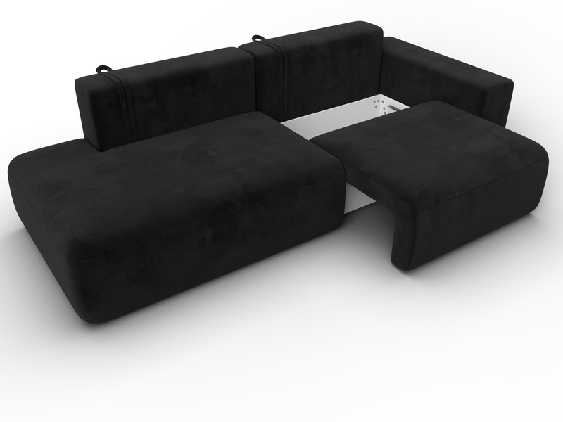 Диван прямой Лига-036 НПБ Модерн подлокотник справа, Велюр, SEVEN 35 черный