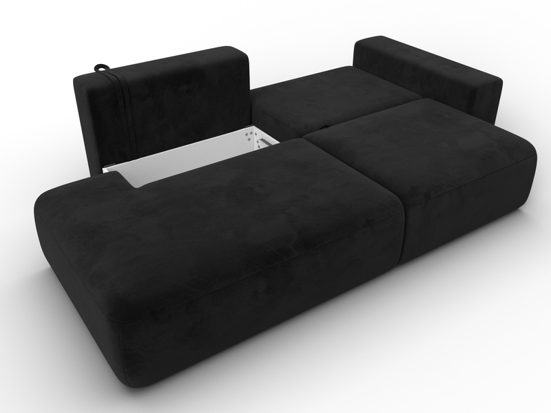 Диван прямой Лига-036 НПБ Модерн подлокотник справа, Велюр, SEVEN 35 черный