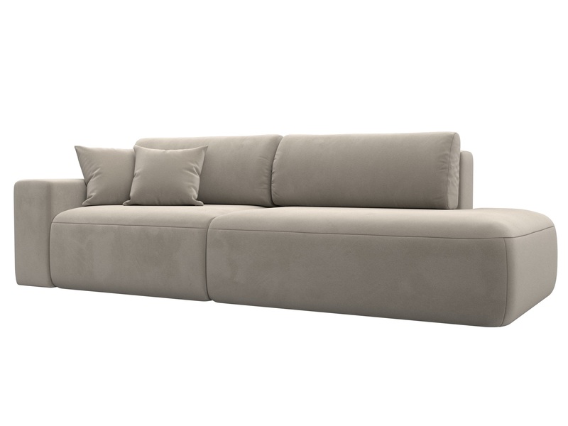 Диван прямой Лига-036 НПБ Модерн подлокотник слева, Микровельвет, Бежевый