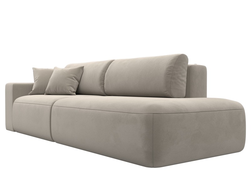 Диван прямой Лига-036 НПБ Модерн подлокотник слева, Микровельвет, Бежевый