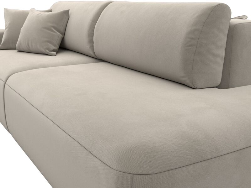 Диван прямой Лига-036 НПБ Модерн подлокотник слева, Микровельвет, Бежевый