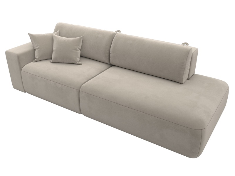 Диван прямой Лига-036 НПБ Модерн подлокотник слева, Микровельвет, Бежевый