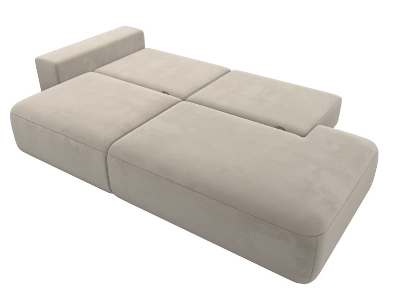 Диван прямой Лига-036 НПБ Модерн подлокотник слева, Микровельвет, Бежевый