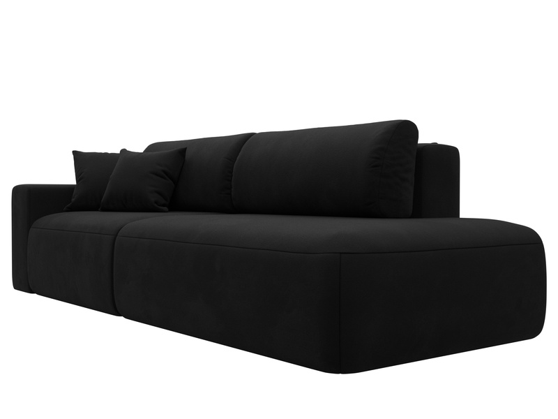 Диван прямой Лига-036 НПБ Модерн подлокотник слева, Микровельвет, Черный