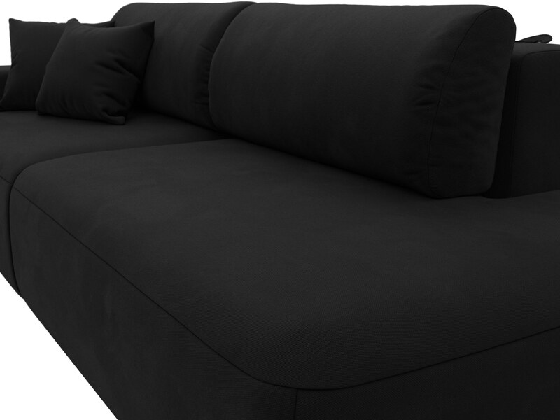 Диван прямой Лига-036 НПБ Модерн подлокотник слева, Микровельвет, Черный