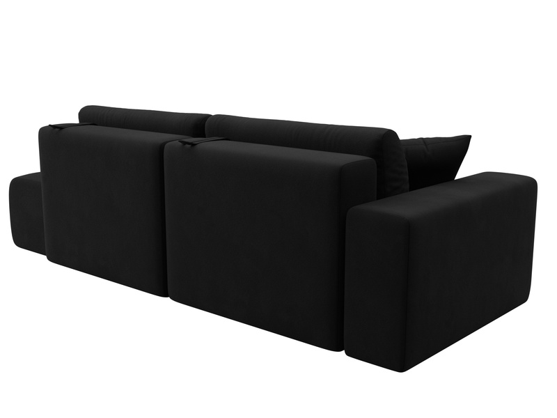 Диван прямой Лига-036 НПБ Модерн подлокотник слева, Микровельвет, Черный