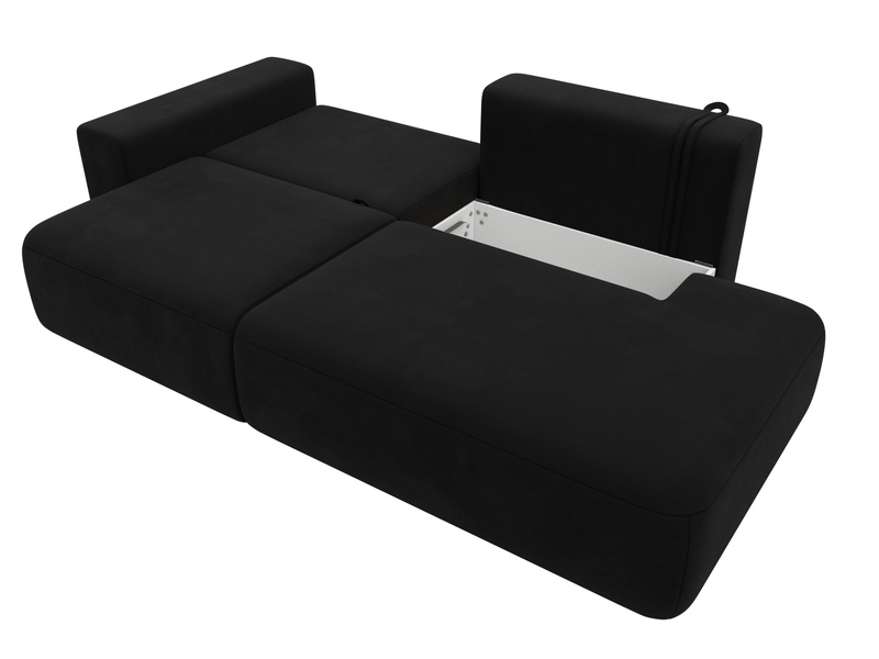 Диван прямой Лига-036 НПБ Модерн подлокотник слева, Микровельвет, Черный