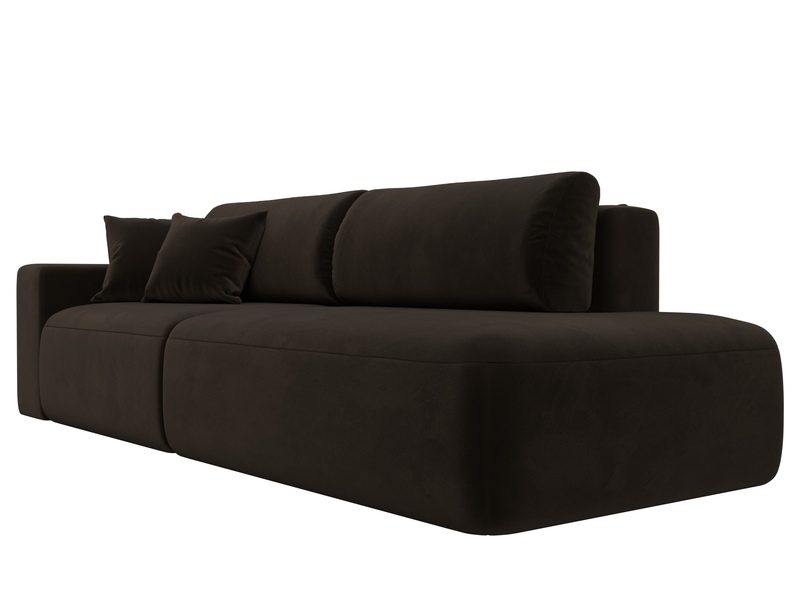 Диван прямой Лига-036 НПБ Модерн подлокотник слева, Микровельвет, Коричневый