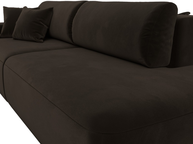 Диван прямой Лига-036 НПБ Модерн подлокотник слева, Микровельвет, Коричневый