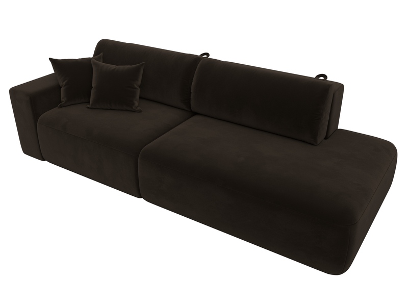 Диван прямой Лига-036 НПБ Модерн подлокотник слева, Микровельвет, Коричневый