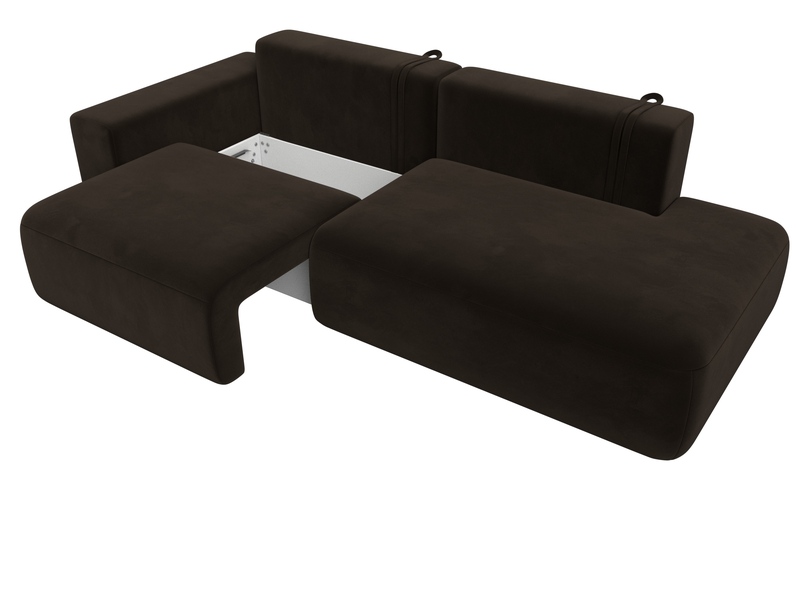 Диван прямой Лига-036 НПБ Модерн подлокотник слева, Микровельвет, Коричневый