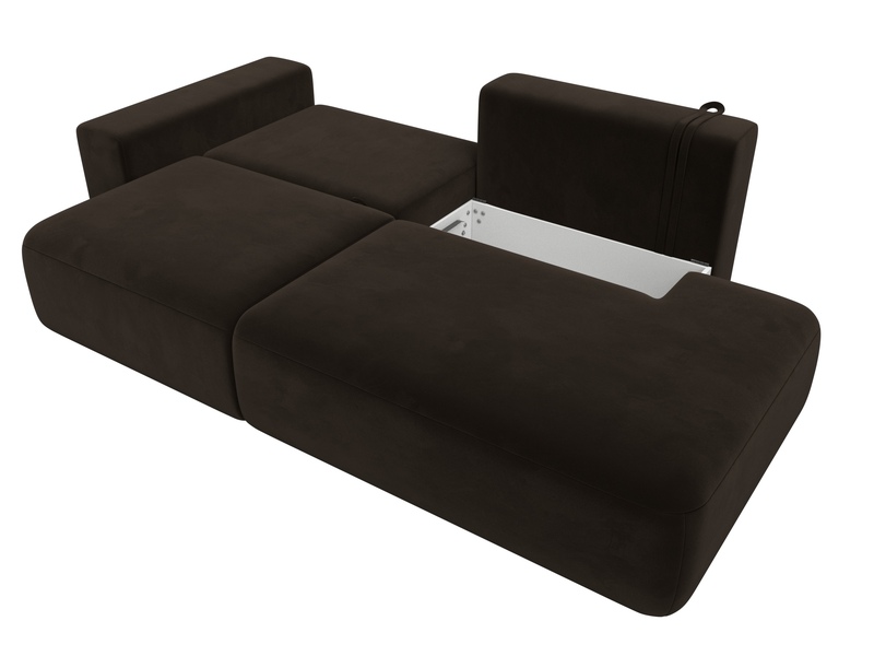 Диван прямой Лига-036 НПБ Модерн подлокотник слева, Микровельвет, Коричневый