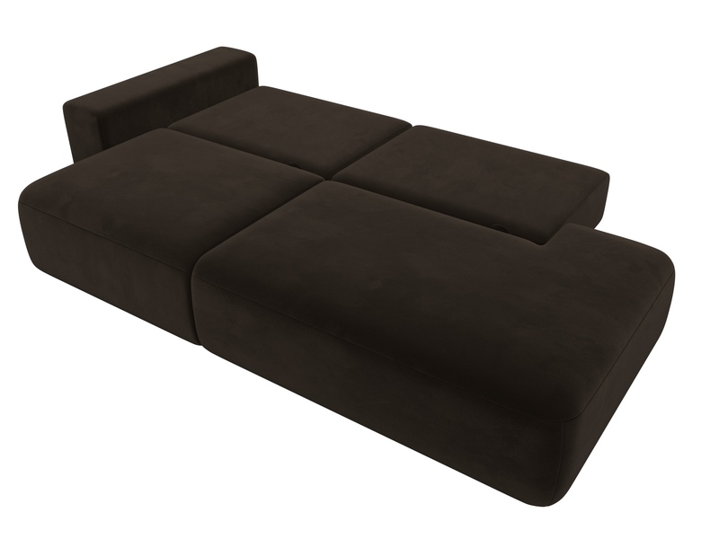 Диван прямой Лига-036 НПБ Модерн подлокотник слева, Микровельвет, Коричневый