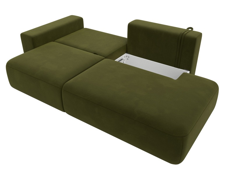 Диван прямой Лига-036 НПБ Модерн подлокотник слева, Микровельвет, Зеленый