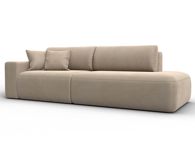 Диван прямой Лига-036 НПБ Модерн подлокотник слева, Велюр, SEVEN 729 бежевый